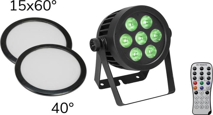 Produktbild Eurolite Set LED IP PAR 7x8W QCL Spot + 2x Diffusorscheibe (15x60° und 40°)