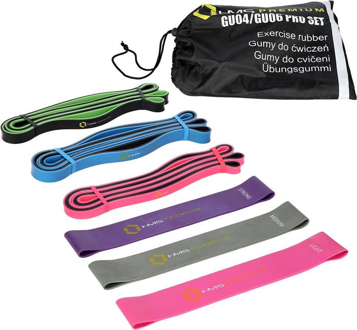 Actual product image HMS Exercise rubber set GU04/06 Professional set