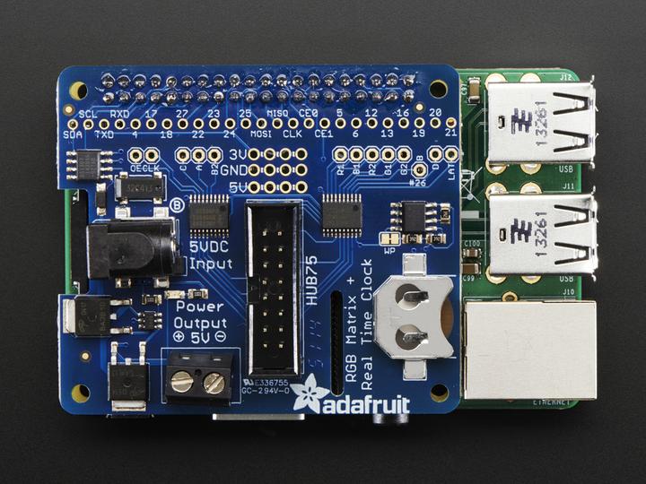 Immagine prodotto Adafruit RGB Matrix HAT RTC per Raspberry Pi (Riparo)