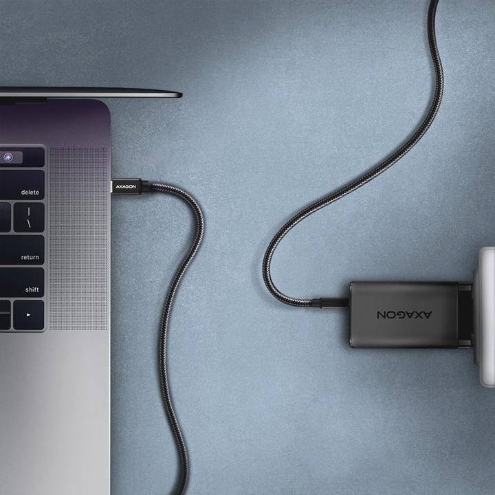 Produktbild Axagon BUCM2-CM25AB Ladekabel USB-C zu USB-C 2.0, 2,5 m, PD 240 W 5 A, ALU - Schwarz (2.50 m, USB 2.0, 240 W)