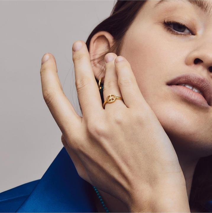 Image du produit Ti Sento Milano Bague avec symbole de paix plaqué or 12222SY (56, Argent 925)