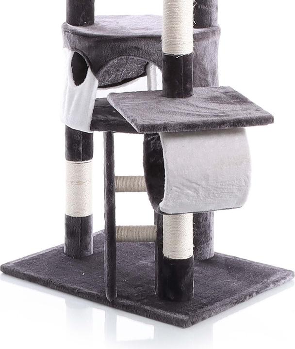 Actual product image Wiltec Cat Tree Scratching Post Climbing Tree 240-260cm in Grey/White with Caves, Hammocks and Platforms (260 cm, White, Grey)