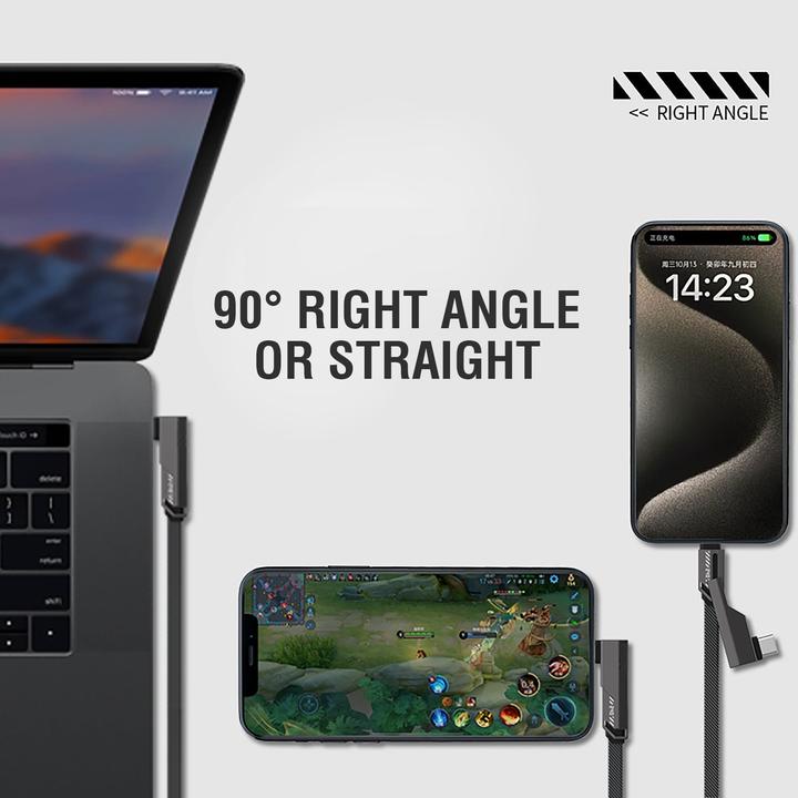Produktbild 4smarts USB-C Kabel ComboCord Flat Right Angle (1.50 m, USB 2.0, 240 W)