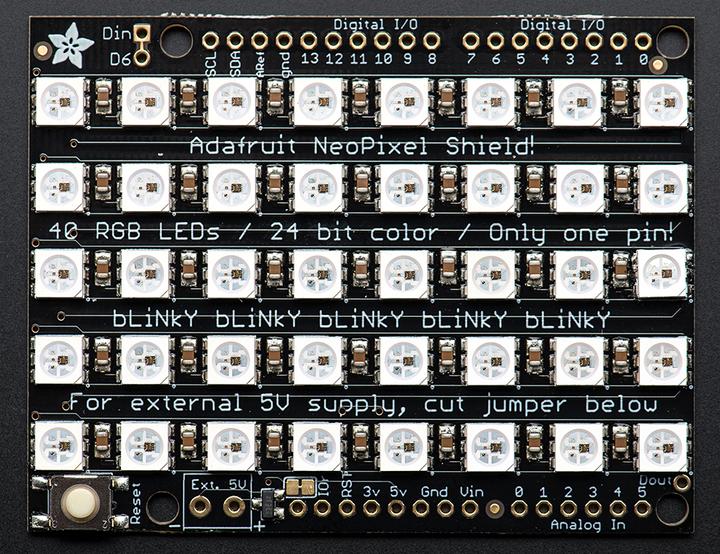 Image du produit Adafruit NeoPixel Shield pour Arduino 40 RGB LED Pixel Matr