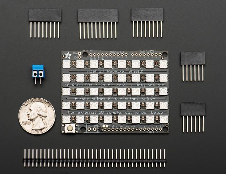 Image du produit Adafruit NeoPixel Shield pour Arduino 40 RGB LED Pixel Matr