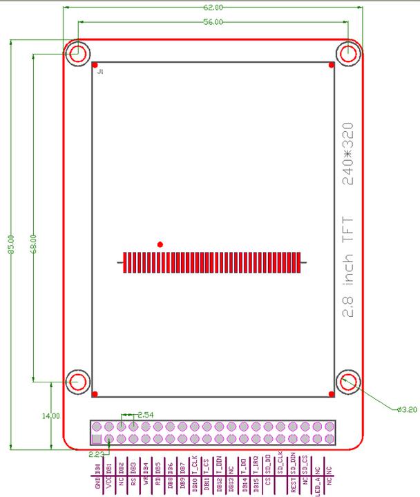 Produktbild OEM 2.8" TFT Display mit Touch und SD ILI9325C 3.3V