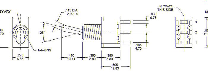 Produktbild OEM On/On MTS-102 für Einbau mit Lötösen