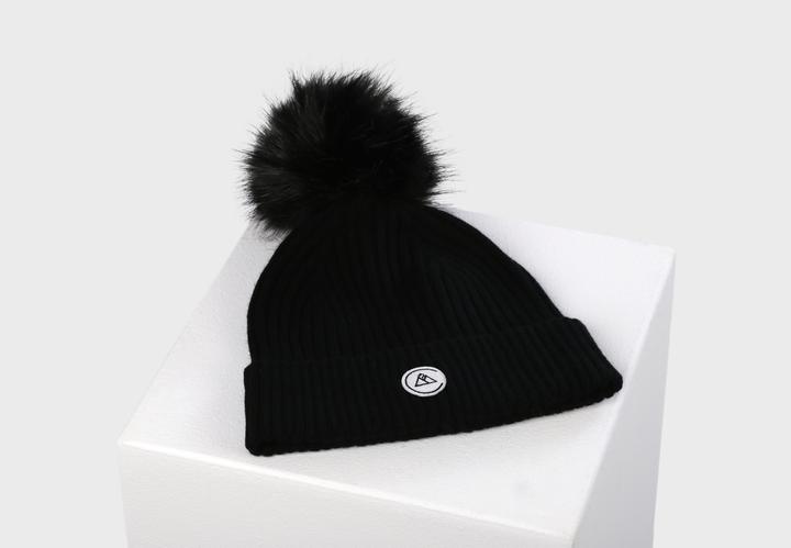 Actual product image Cash-Mere Kaschmir Rib Mütze mit Bommel (One size)