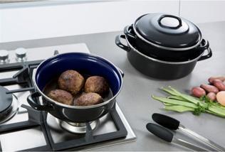 Productafbeelding BK Fortalit Braadpan - 30 cm / 5L - Emaille (30 cm, Braadpan + kasserol)