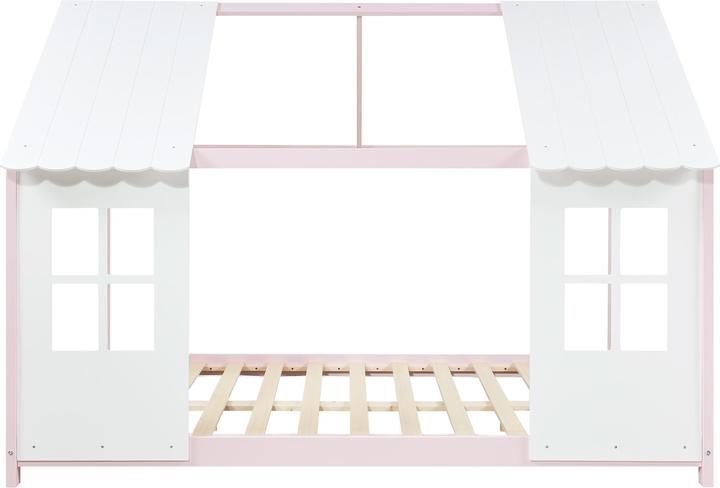 Immagine prodotto En.Casa Halboffenes Kinderbett Tostedt mit Matratze 120x200 cm Rosa/Weiss (120 x 200 cm)