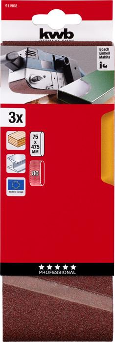 Image du produit kwb Bande abrasive 75X457 grain 80 (80)