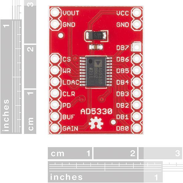 Actual product image SparkFun Breakout Board for AD5330 Parallel 8-Bit DAC (Various)