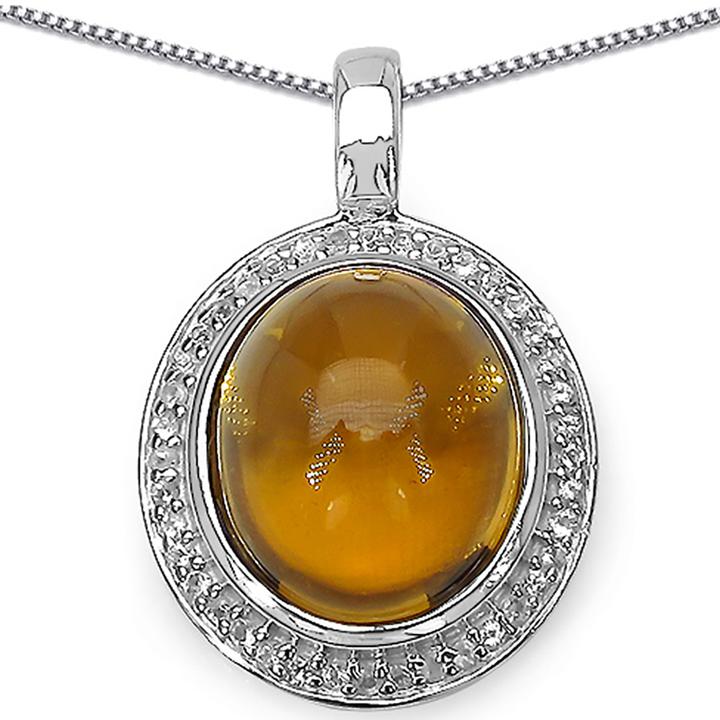 Actual product image Xen Pendant with chain citrine cabochon 45 cm 925 silver (925 Sterling silver, 45 cm)