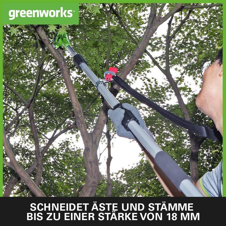 Produktbild Greenworks G24PSHK2 2-in-1 Akku Stabheckenschere inkl. Akku 2Ah und Ladegeraet (Akkuheckenschere)