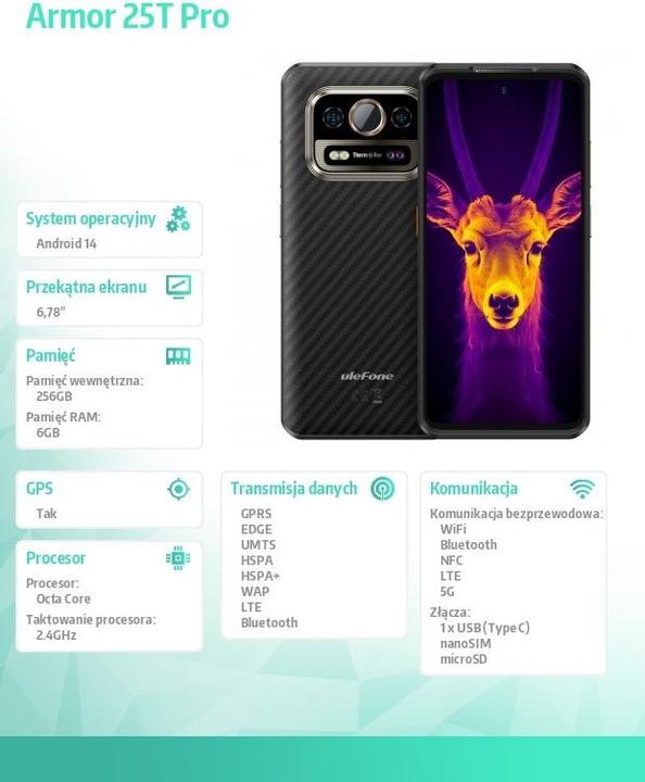 Produktbild Ulefone Armor 25T Pro (256 GB, Frost Black, 6.78", Dual SIM, 50 Mpx, 5G)