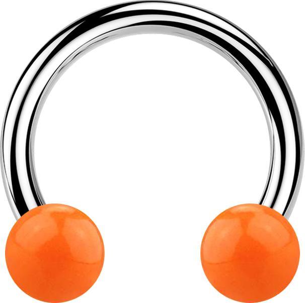 Produktbild Star Piercing Micro Circular Barbell silber mit zwei Kugeln orange (ohne Messing, Acryl, Chirurgenstahl 316L)