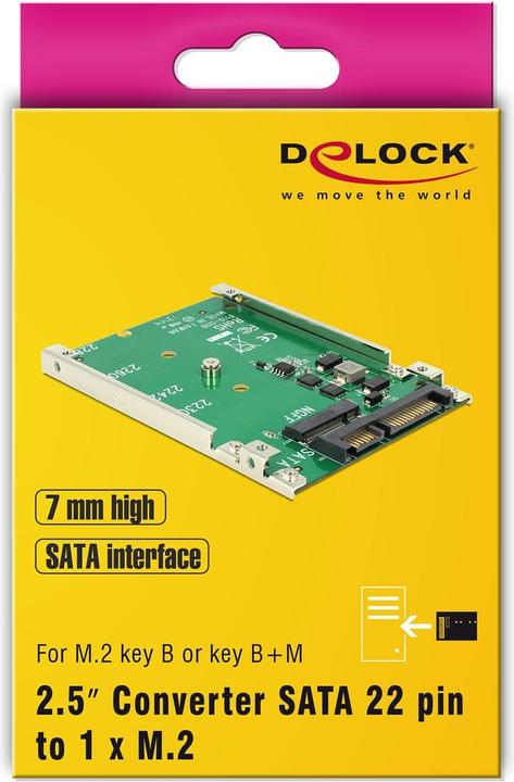 Produktbild Delock 2,5″ Konverter SATA 22 Pin > M.2 NGFF