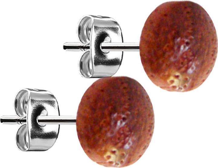 Star Piercing Ohrstecker silber Teller aus Mandarin Holz (ohne Messing, Organisch, Chirurgenstahl 316L)