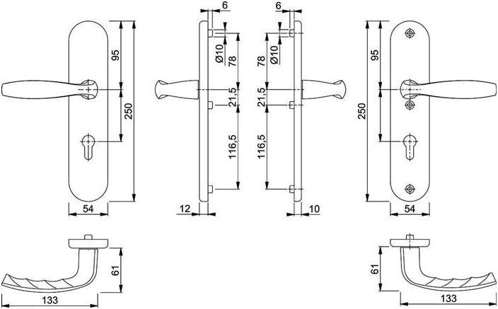 Actual product image Hoppe Protection set New York 1810H/3331/3410 Aluminium F1 72 mm 42-47 mm (Door handle)