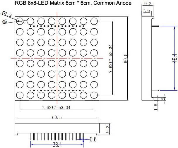 Produktbild OEM RGB 8x8-LED Matrix 6cm 6cm Common Anode