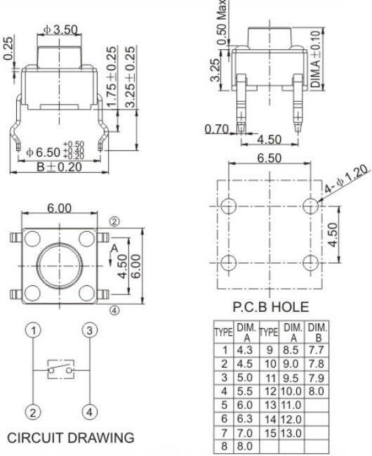 Actual product image Play-Zone Print button 6 x 6 x 5mm