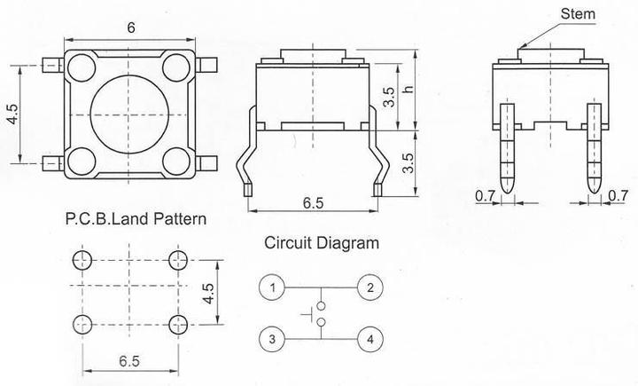 Actual product image Play-Zone Print button 6 x 6 x 5mm