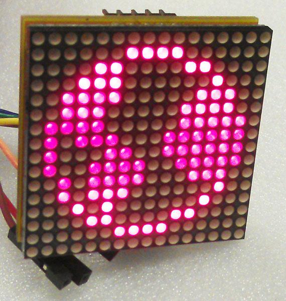 Actual product image Play-Zone 16x16 Matrix Red with 4 x 74HC595 Driver ICs