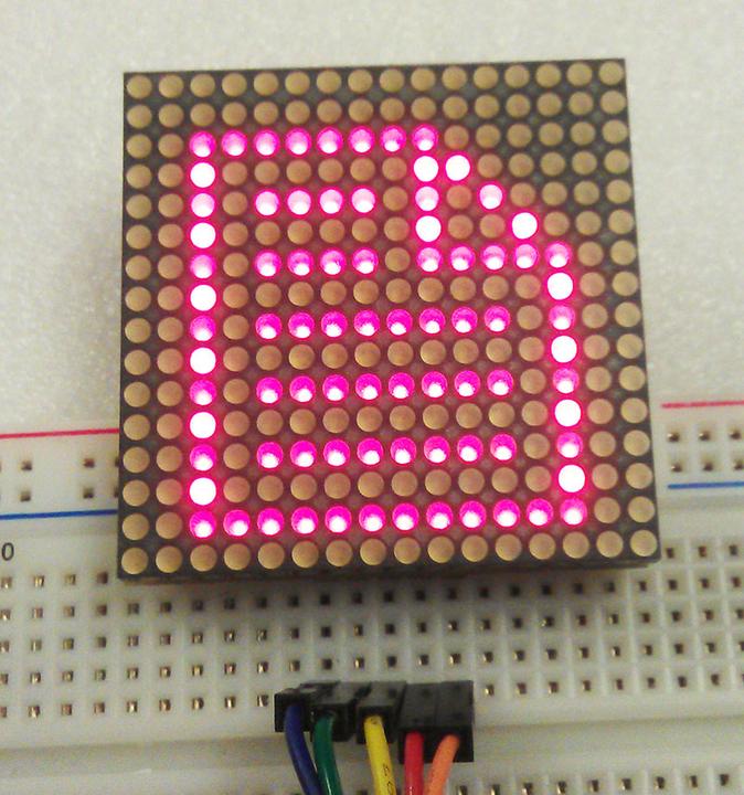 Actual product image Play-Zone 16x16 Matrix Red with 4 x 74HC595 Driver ICs