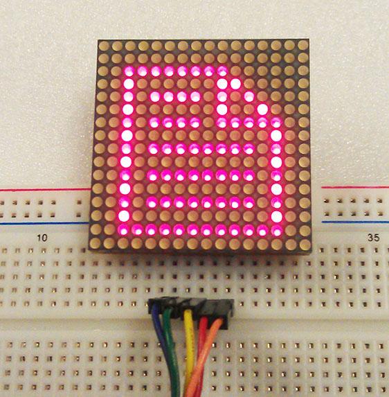 Actual product image Play-Zone 16x16 Matrix Red with 4 x 74HC595 Driver ICs