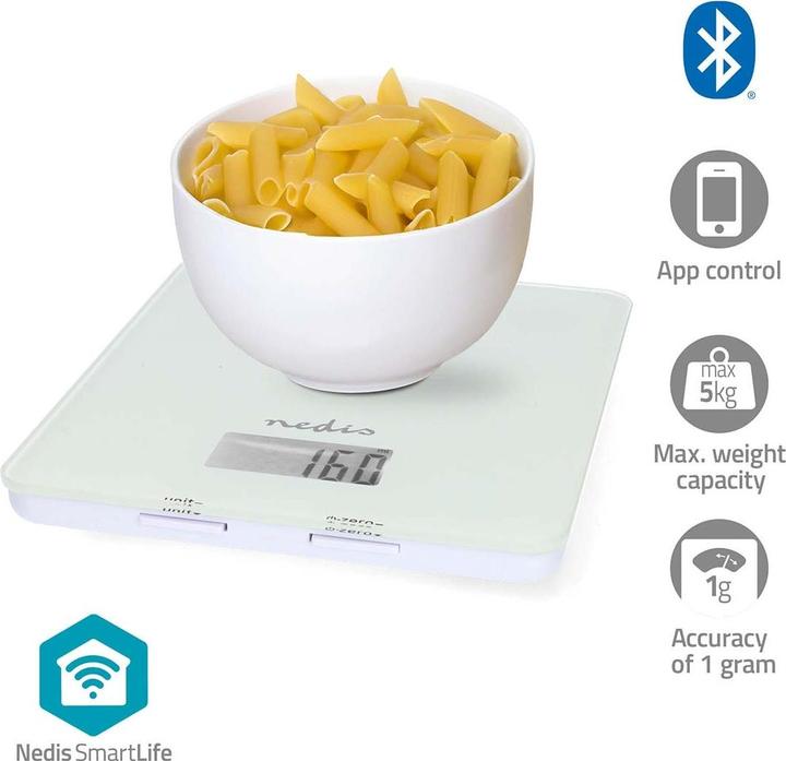 Actual product image Nedis SmartLife kitchen scales Bluetooth® | glass / plastic | white