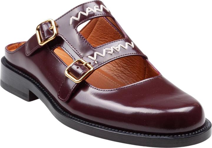 Immagine prodotto Marni moccasin sabot in brushed leather color bordeaux (39)
