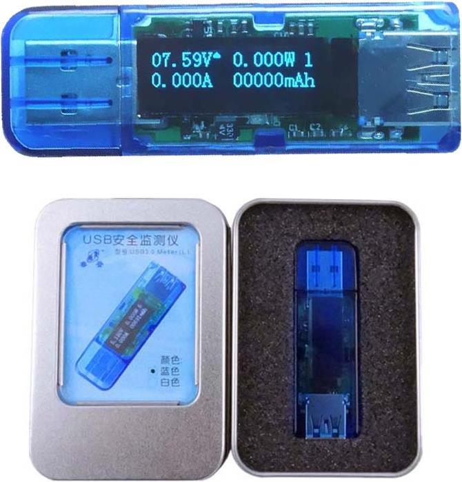 Produktbild OEM USB Voltmeter mit OLED-Display blau transparent (Voltmeter)