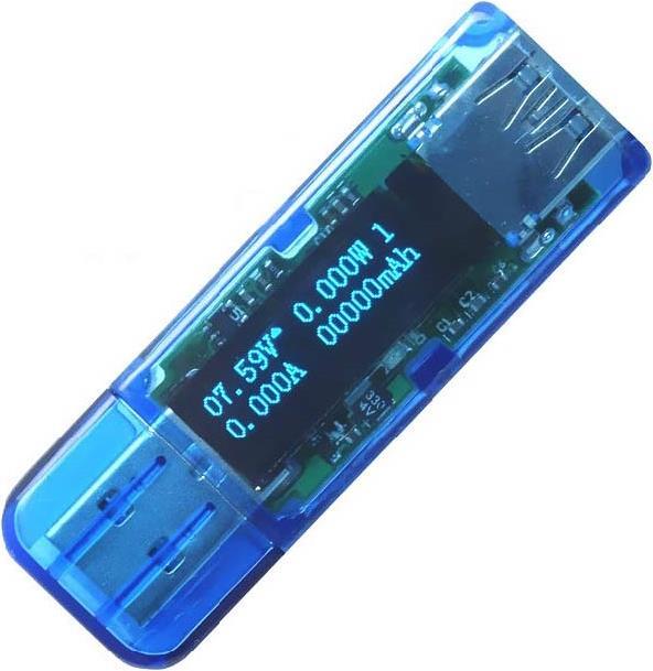 Produktbild OEM USB Voltmeter mit OLED-Display blau transparent (Voltmeter)