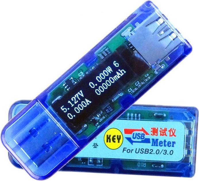 Produktbild OEM USB Voltmeter mit OLED-Display blau transparent (Voltmeter)