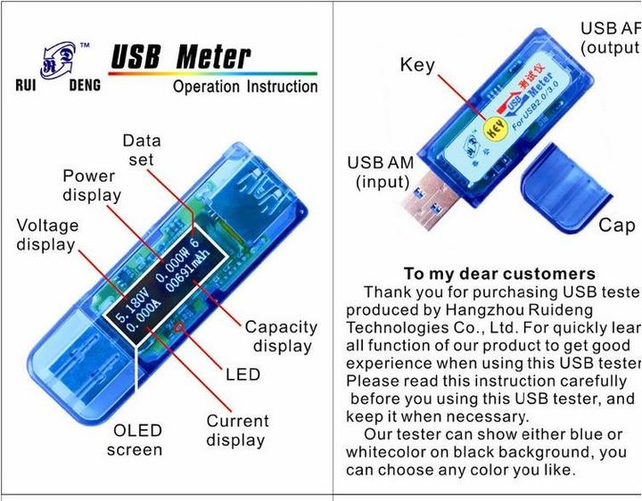 Produktbild OEM USB Voltmeter mit OLED-Display blau transparent (Voltmeter)