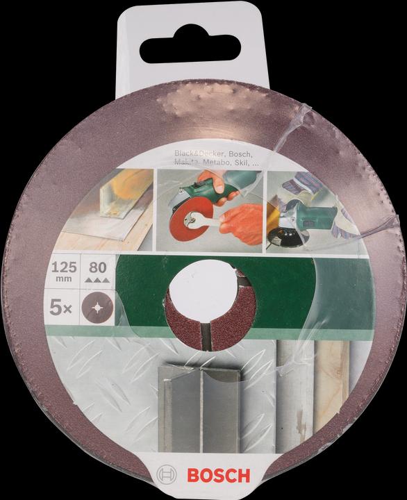 Produktbild Bosch Zubehör 5tlg. Fiberschleifscheiben-Set für Winkelschleifer, Korund D = 125 mm K = 80 5 Stck. (80)