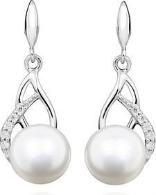 Silver Cat Gentle earrings with pearl and zircons SC405