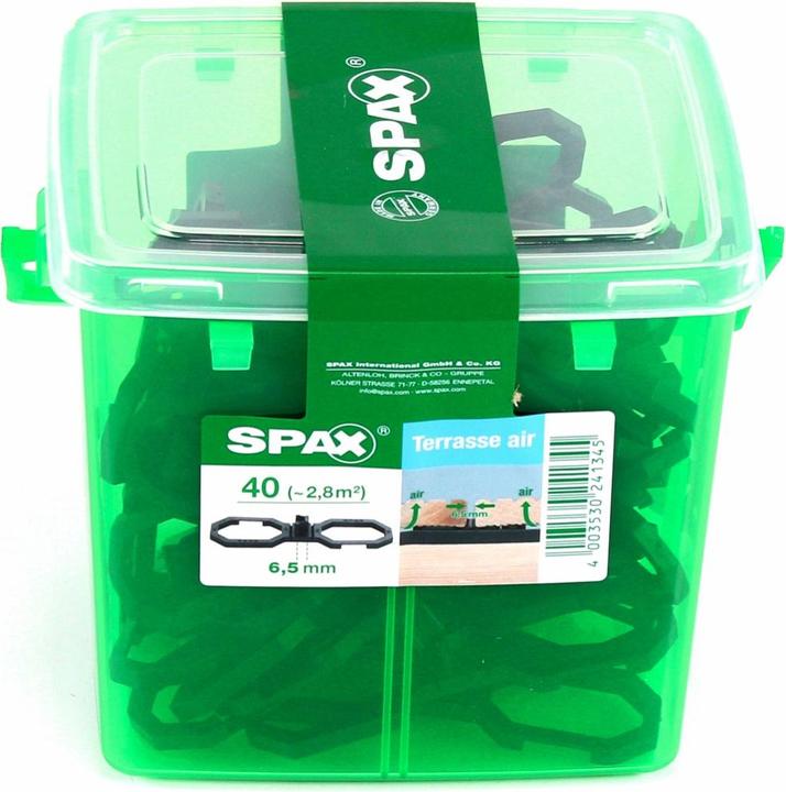 Actual product image Spax Terasse Air Spacer 6.5mm Ventilation for wooden boards Terasse in handle case 40 pcs.