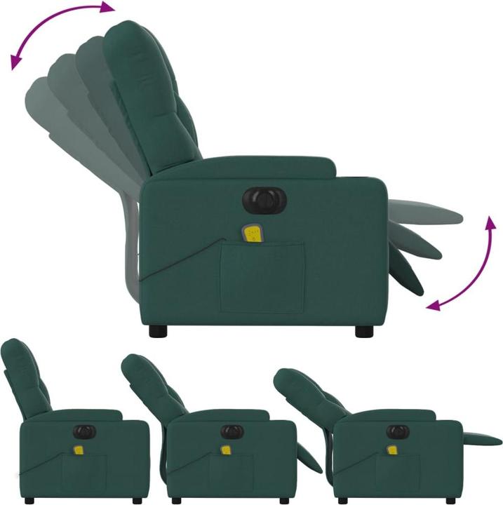 Actual product image VidaXL Massage armchair TV armchair recliner electric dark green fabric