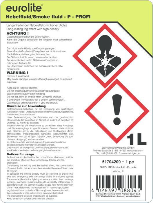 Energie-Label Eurolite Smoke Fluid -P- Profi, 1l Nebelfluid (Nebelfluid)