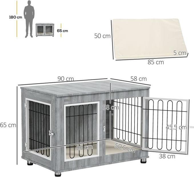 Image du produit Swisshandel24 Cage pour chien, chenil pour chien, cage pour animaux avec coussin, 2 serrures pour chiens de (Niche pour chien)