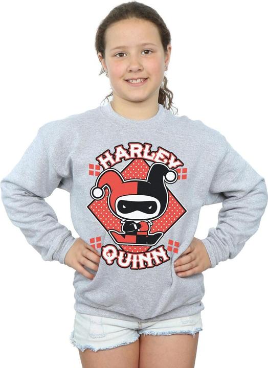 Immagine prodotto Chibi Harley Quinn Badge Felpa Ragazze (140, 146)