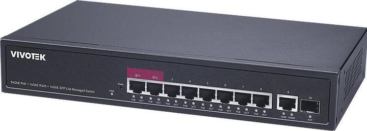 Vivotek AW-GEL-105A-110 PoE switch, 8xGE PoE + 1xGE UTP + 1xGE SFP (10 Ports)