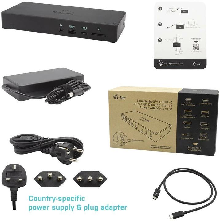 Produktbild i-tec Tb3tripledockpdch (Thunderbolt, 4 Ports)
