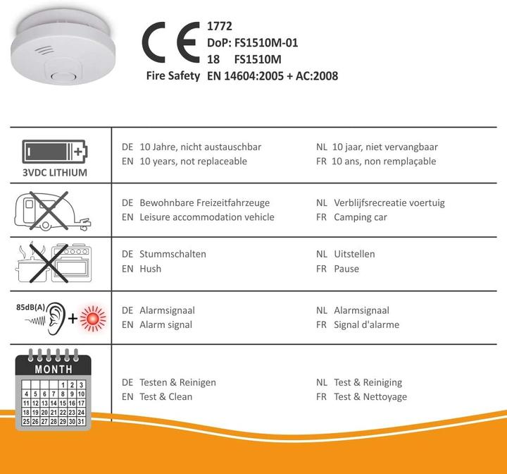 Actual product image Elro FS1510 Smoke detector, 6 pcs., magnetic attachment