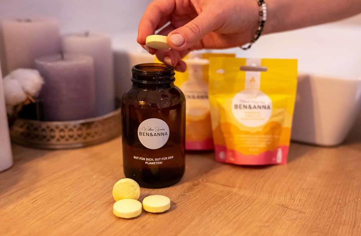 Produktbild Ben & Anna Set Handwolke Sunrise (Flüssigseife, 55 ml)