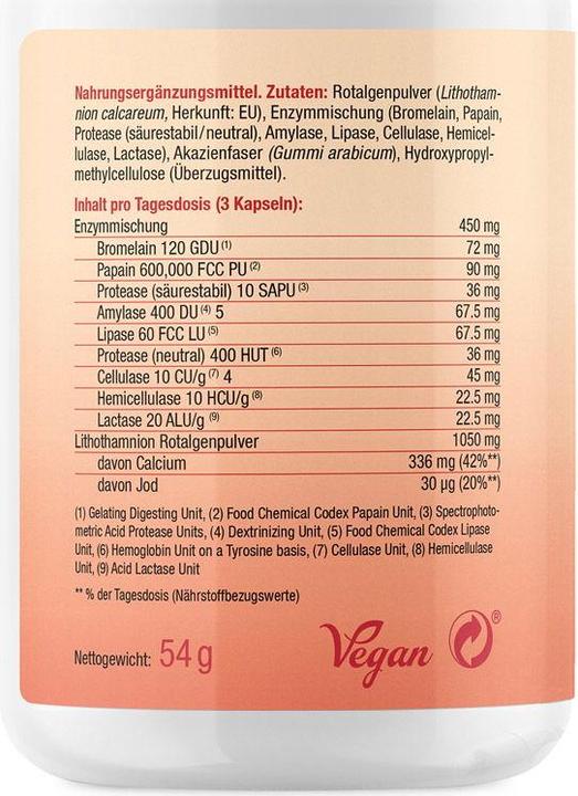 Nutritional values and ingredients Effective Nature Enzyme complex with calcium 90 capsules (90 Piece, Capsules, 90 g)