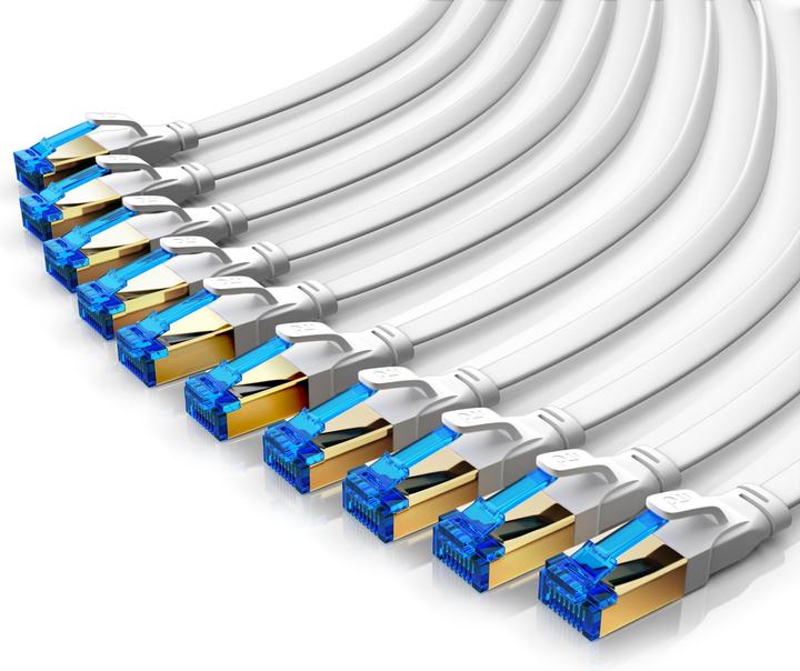 Actual product image Primewire 10x CAT 8.1 Netzwerkkabel Flach, LAN Patchkabel Datenkabel, Flachbandkabel Verlegekabel, Cat 6 Cat 7 (PiMF, CAT8.1, 1 m)