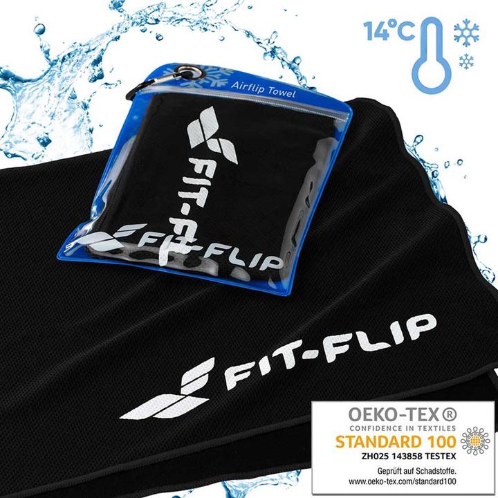 Actual product image Fit-Flip Airflip Towel Kühlhandtuch Mikrofaser mit Tasche 100x30cm (100 x 30 cm)