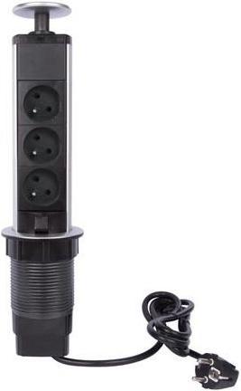 Produktbild Velleman 3-Fach-Steckdosenturm - Versenkbar - Stecker-Typ E (Französisches System) (3 x, CEE 7/5, 1.40 m)